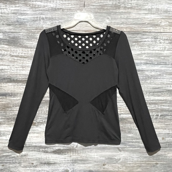 Splits59 Black Sexy Cut Out Mesh Long Sleeve Athletic Gym Running Top Size XS - Picture 3 of 11